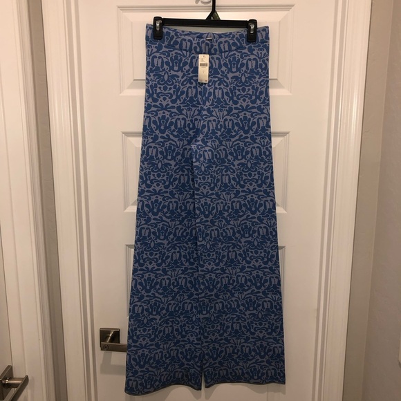 New Maeve x Anthropologie Blue Jacquard Sweater Pull-On Wide Leg Pants sz S - Picture 3 of 8